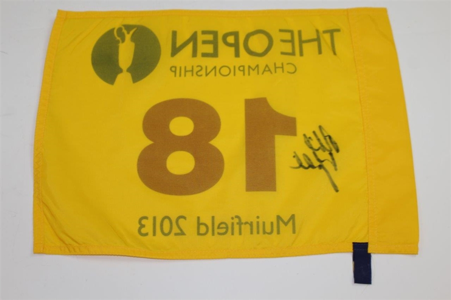Phil Mickelson Signed 2013 The OPEN Championship at Muirfield Screen Flag JSA ALOA