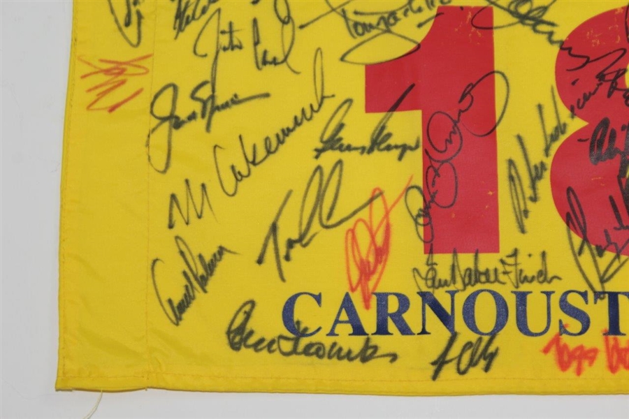 OPEN Champs Signed 1999 OPEN at Carnoustie Screen flag - Signed by 40! JSA ALOA