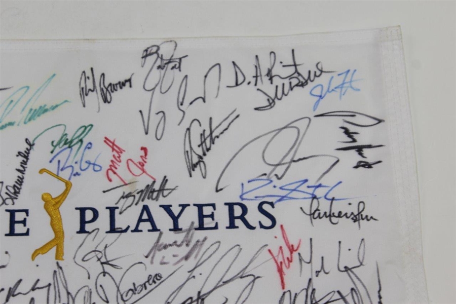 Field Signed 2011 The Players Championship Embroidered White Flag - Over 60 Signatures! JSA ALOA