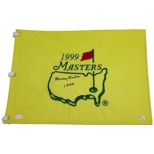 Herman Keiser Signed 1999 Masters Embroidered Flag with '1946' JSA #Z16187