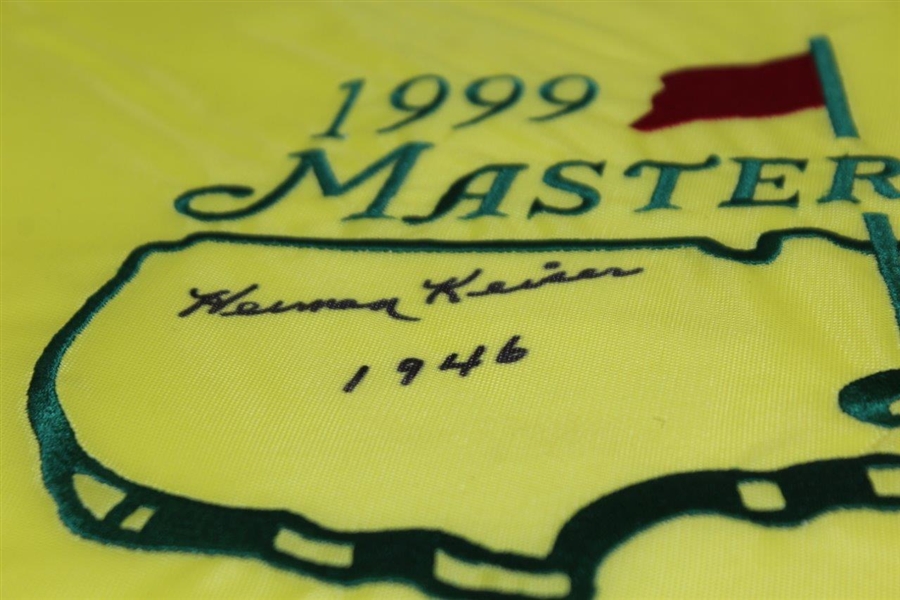 Herman Keiser Signed 1999 Masters Embroidered Flag with '1946' JSA #Z16187