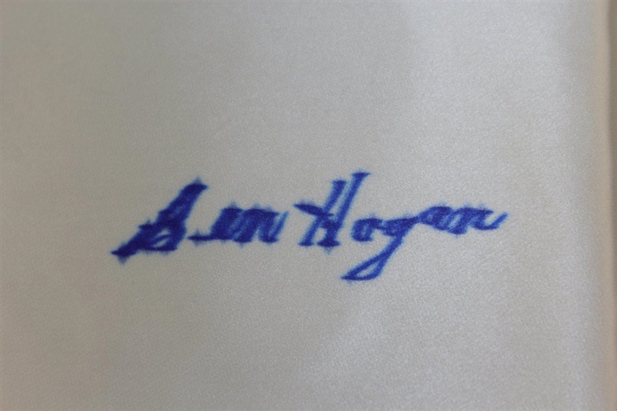 Ben Hogan Signed Hogan Co. Large Red/White/Blue Logo Satin Flag JSA ALOA