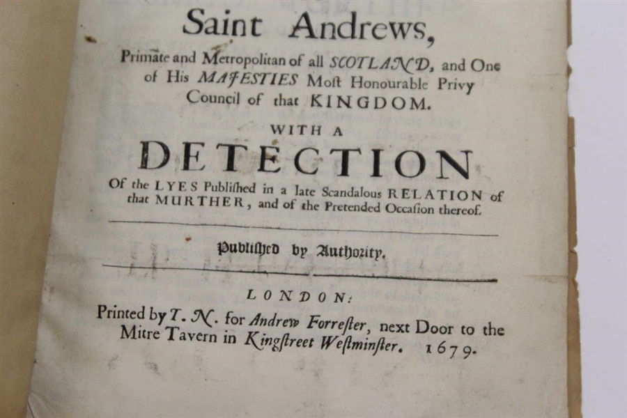 1679 St Andrews 'True Account of the Horrid Murder Committed Upon His Grace The Lord Archbishop of St. Andrews'