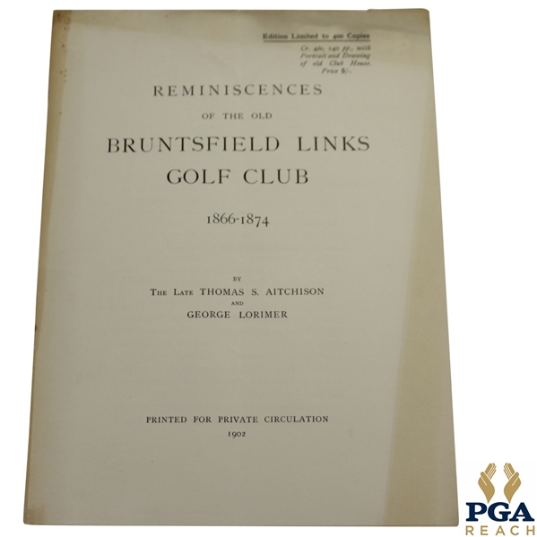 1902 Ltd Ed 'Reminiscences of the Old Bruntsfield Links Golf Club Order 1866-1874' Order Form