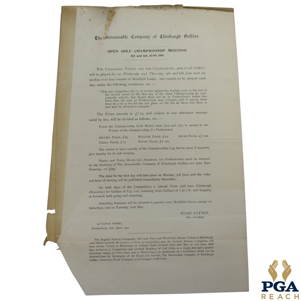 1901 OPEN Championship at Muirfield Open Golf Championship Meeting Information/Notice