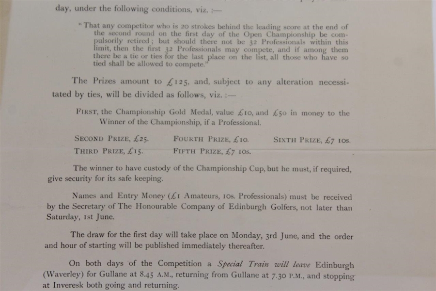 1901 OPEN Championship at Muirfield Open Golf Championship Meeting Information/Notice