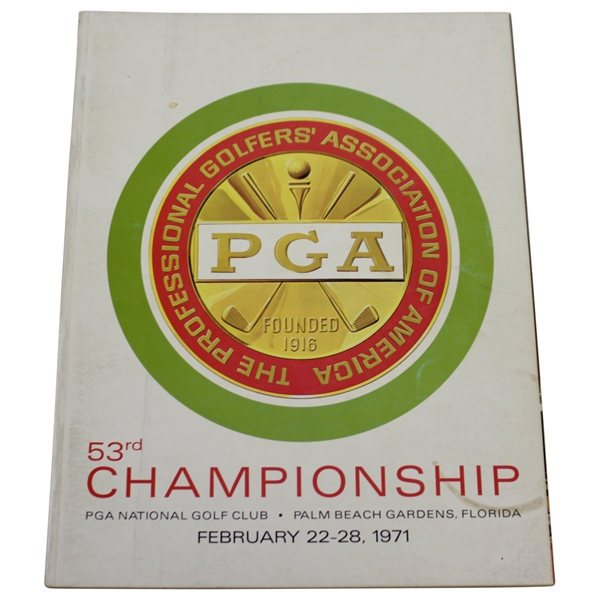 1971 PGA Championship at PGA National Golf Club Official Program - Jack Nicklaus Winner