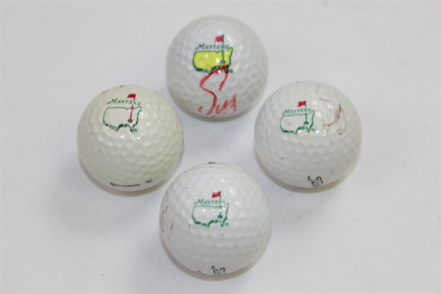 Tom Watson, Sandy Lyle, & Fuzzy Zoeller(x2) Signed Masters Logo Golf Balls JSA ALOA