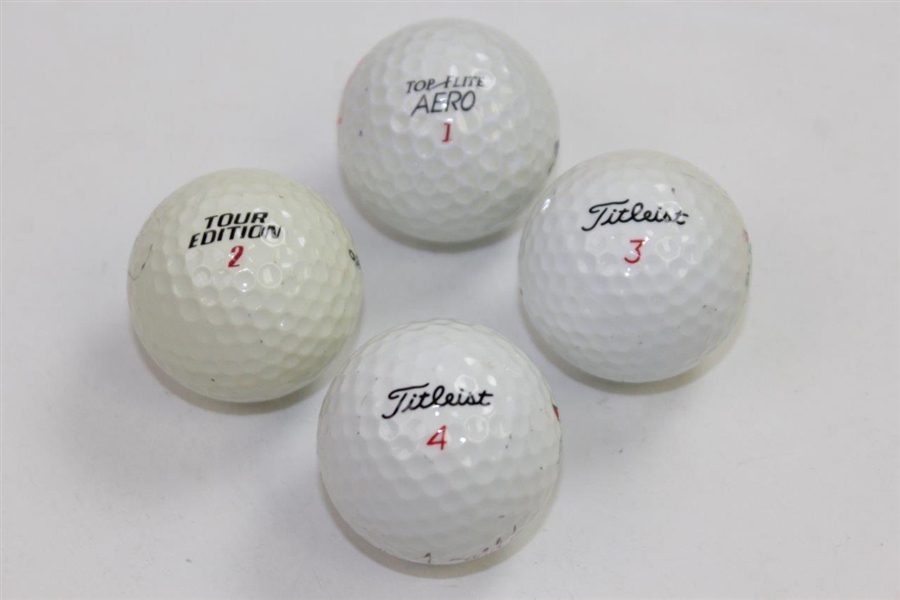 Tom Watson, Sandy Lyle, & Fuzzy Zoeller(x2) Signed Masters Logo Golf Balls JSA ALOA