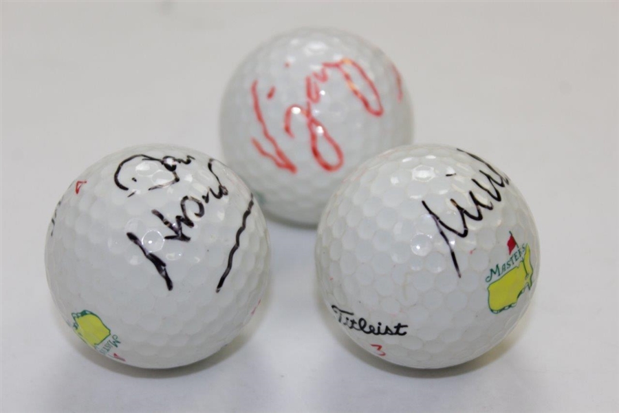 International Masters Winners Weir, Woosnam, & Singh Signed Masters Logo Golf Balls JSA ALOA