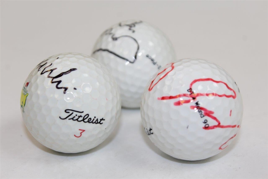 International Masters Winners Weir, Woosnam, & Singh Signed Masters Logo Golf Balls JSA ALOA