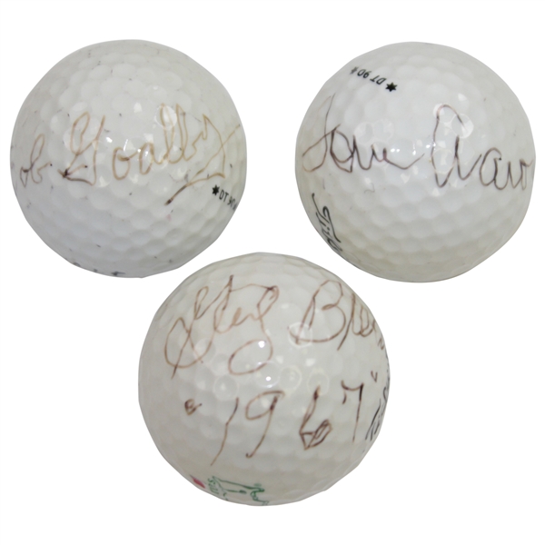Gay Brewer, Bob Goalby, & Tommy Aaron Signed Masters Logo Golf Balls JSA ALOA