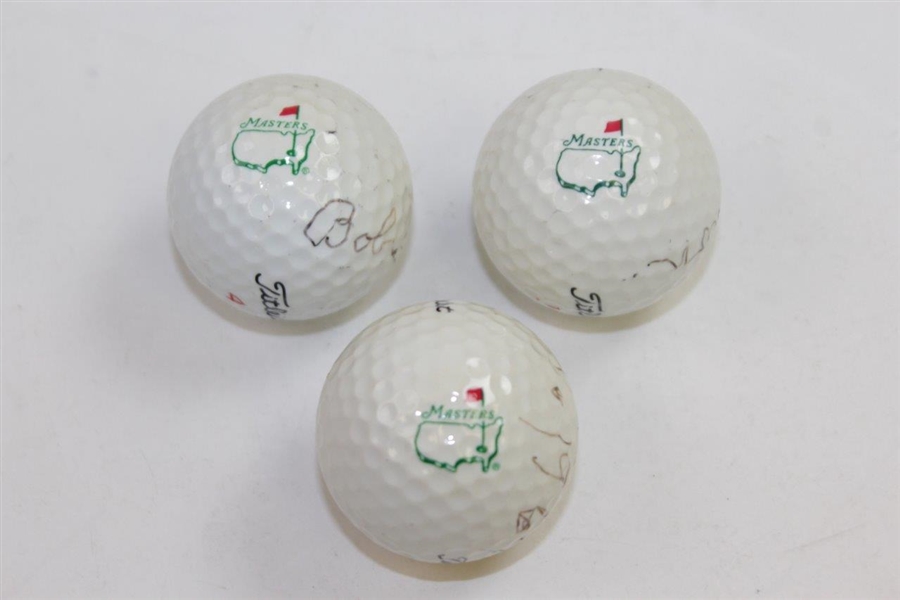 Gay Brewer, Bob Goalby, & Tommy Aaron Signed Masters Logo Golf Balls JSA ALOA