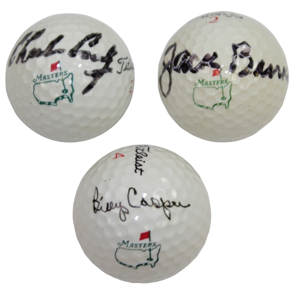 Billy Casper, Charles Coody, & Jack Burke Signed Masters Logo Golf Balls JSA ALOA