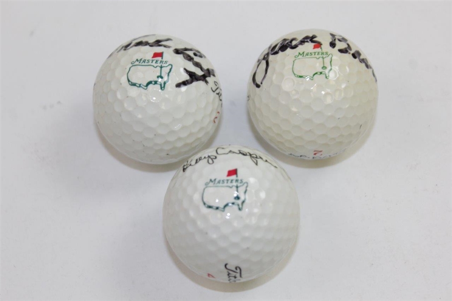 Billy Casper, Charles Coody, & Jack Burke Signed Masters Logo Golf Balls JSA ALOA