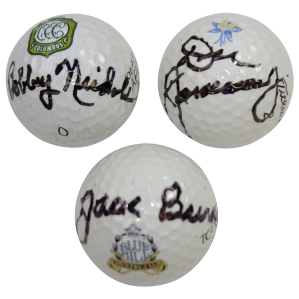 PGA Champs Burke, Nichols, & January Signed Site of Win Logo Golf Balls JSA ALOA