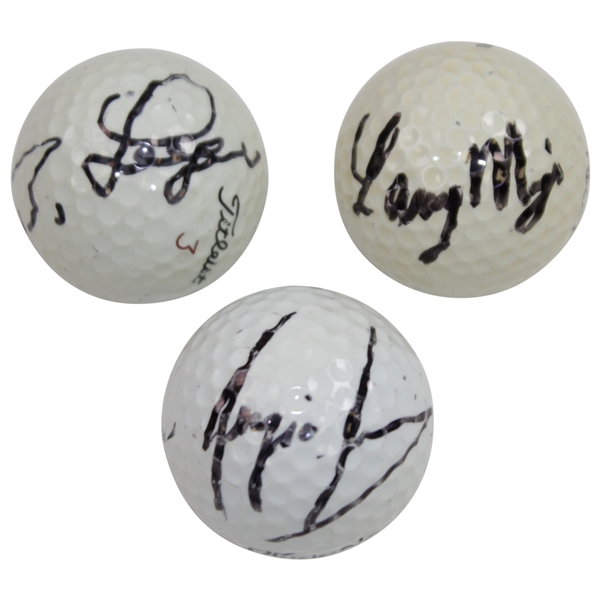 Masters Champs Bernhard Langer, Larry Mize, & Sergio Garcia Signed Golf Balls JSA ALOA