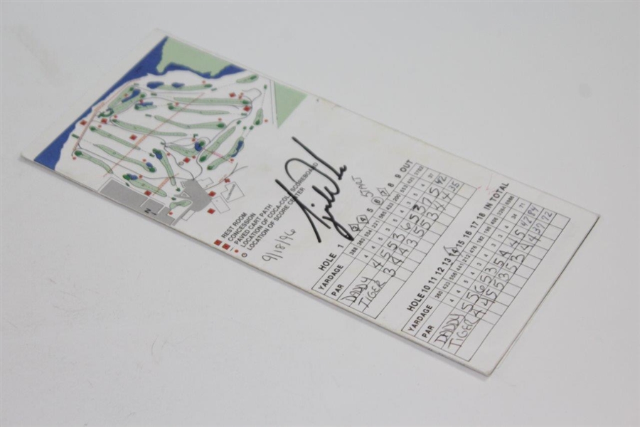 Tiger Woods Classic Signed 1996 B.C. Open Pro-Am Scorecard with 'Daddy' JSA ALOA