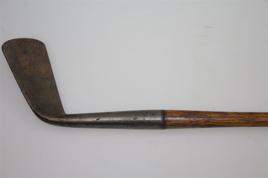 Circa 1870 Lofting Iron - Illegible Head Stamp Maker - Lambskin Grip