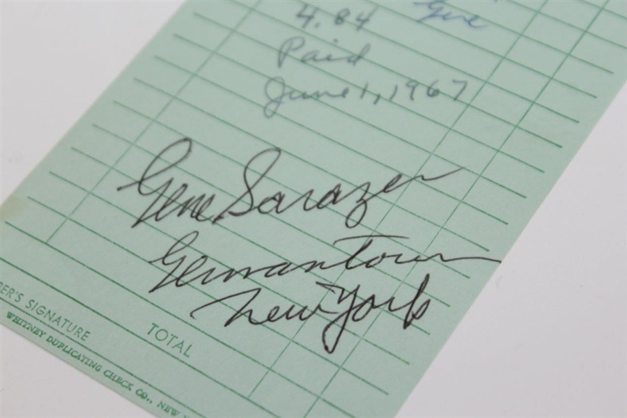 Gene Sarazen Signed 1967 Augusta National Golf Club Bar Receipt JSA FULL #BB46855