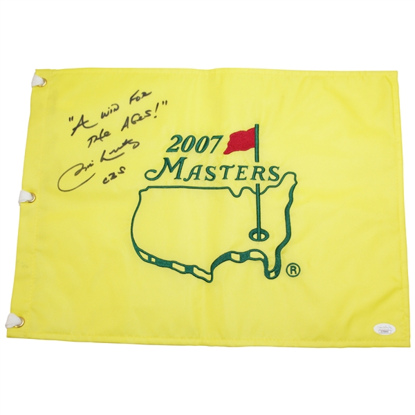 Jim Nantz Signed 2007 Masters Embroidered Flag with A Win For The Ages JSA #II75945