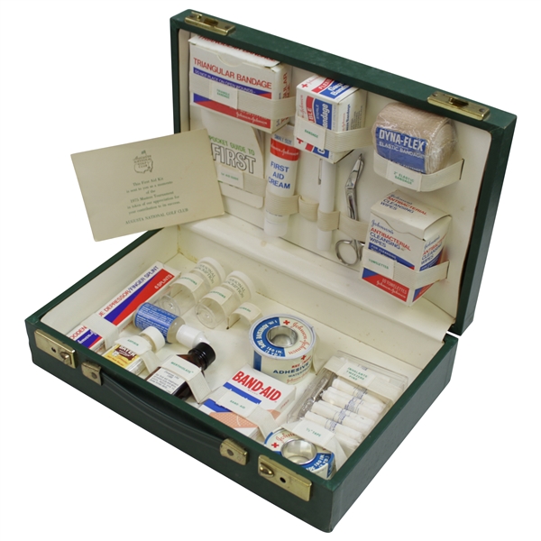 1975 Augusta National Golf Club Masters Member Gift - Complete First Aid Kit Set with Card