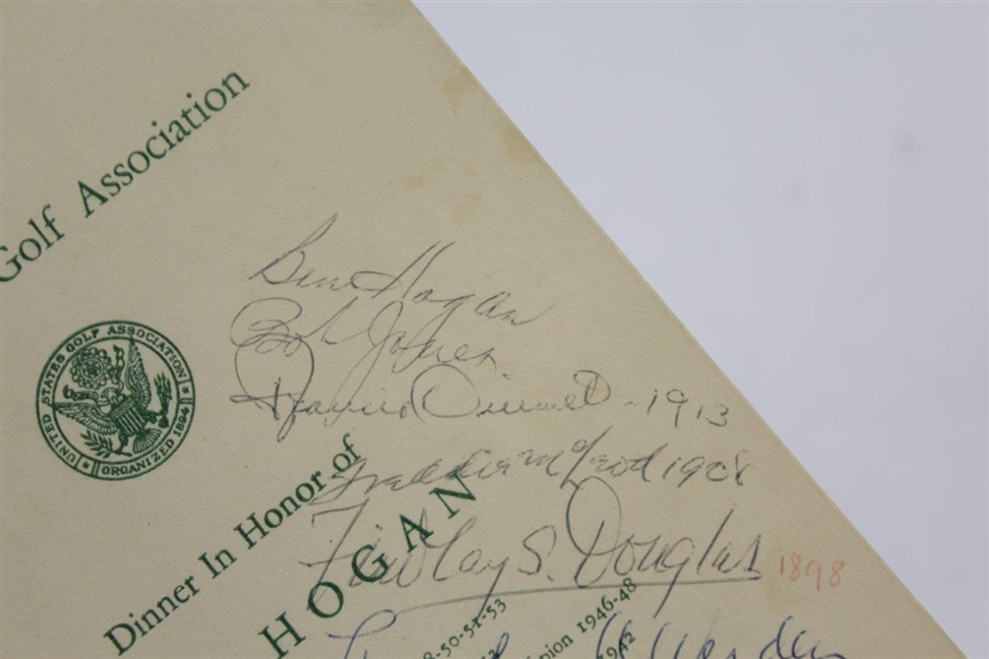 Bobby Jones, Ben Hogan, Francis Ouimet, & others Signed 1953 USGA Hogan Honor Dinner Program JSA FULL #BB50942