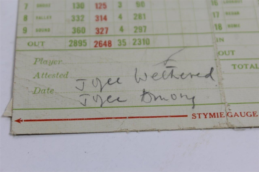 Joyce Wethered Signed Mid-Ocean Club Scorecard - Wethered & Amory JSA ALOA