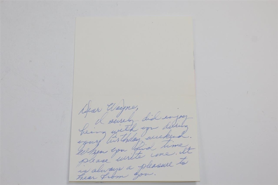 Jean Marshall Signed Hand-Written Note to Wayne Sadler - Bobby Jones Content