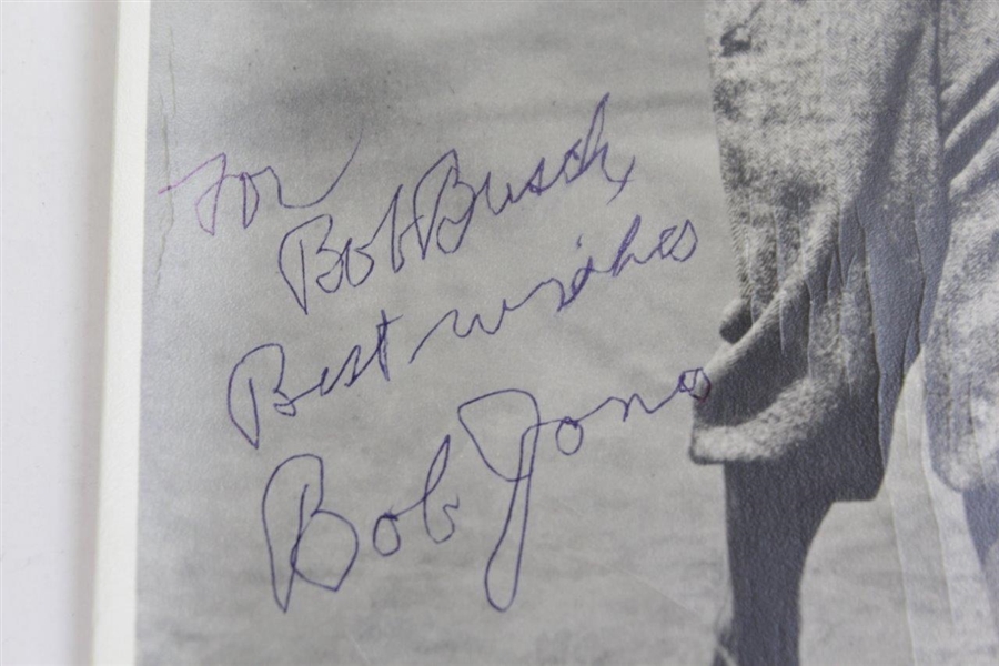 Bobby Jones Signed 8x10 Black & White Post-Swing Photo with 11x14 Photo JSA ALOA
