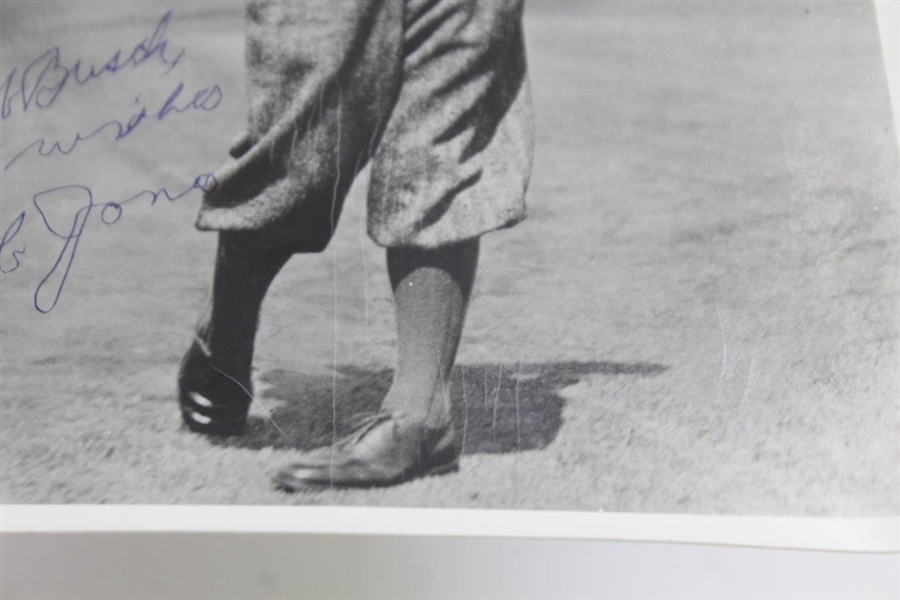Bobby Jones Signed 8x10 Black & White Post-Swing Photo with 11x14 Photo JSA ALOA