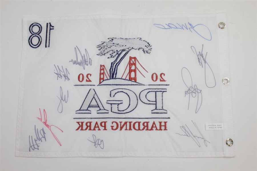 2020 PGA at Harding Park Embroidered Flag Signed by Ten Stars JSA ALOA