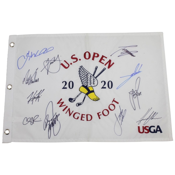 2020 US Open at Winged Foot Embroidered Flag Signed by Eleven Stars JSA ALOA