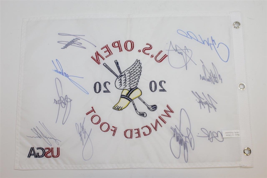 2020 US Open at Winged Foot Embroidered Flag Signed by Eleven Stars JSA ALOA