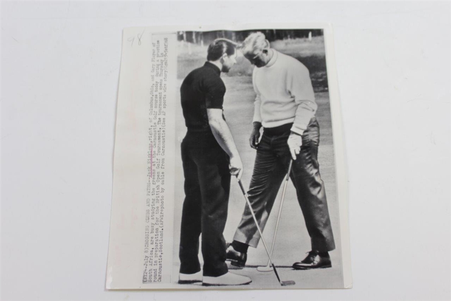 Two Jack Nicklaus at The OPEN Wire Photos 7/9/1968 & 7/17/1970 with Claret