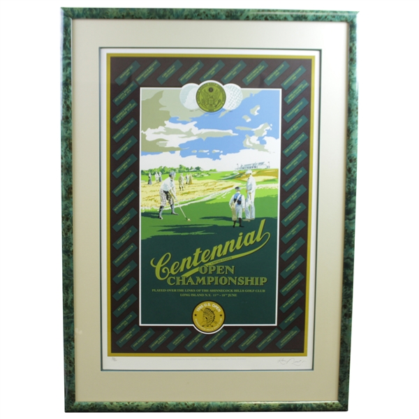 1995 Ltd Ed Centennial US Open at Shinnecock Hills Golf Club Ken Reed Poster #410/850 - Framed