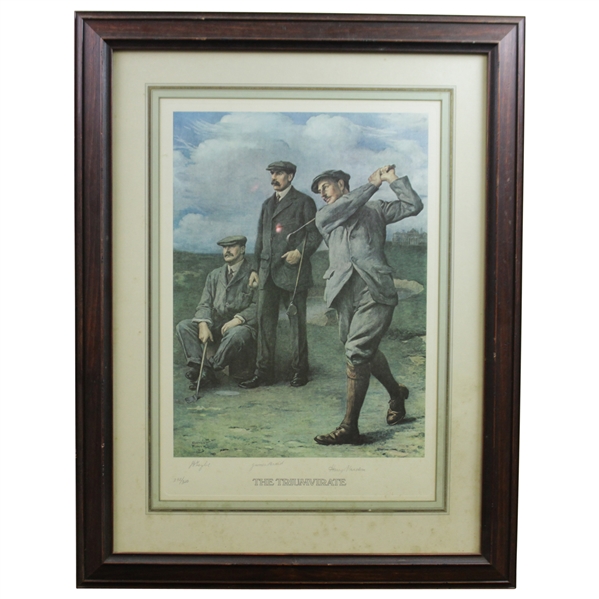 JH Taylor, James Braid, & Harry Vardon 'The Triumvirate' Ltd Ed Clement/Flower Lithograph 292/300 - Framed