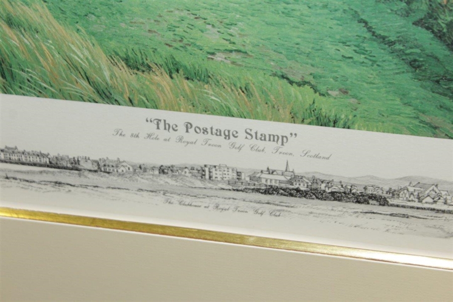1989 Linda Hartough Signed Ltd Ed Postage Stamp 8th at Royal Troon 283/850 - Framed