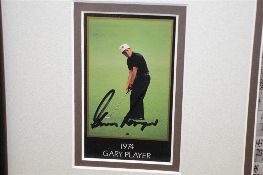 Gary Player Signed Golf Card with 1974 Masters Champion Photo Display - Framed JSA #A39012