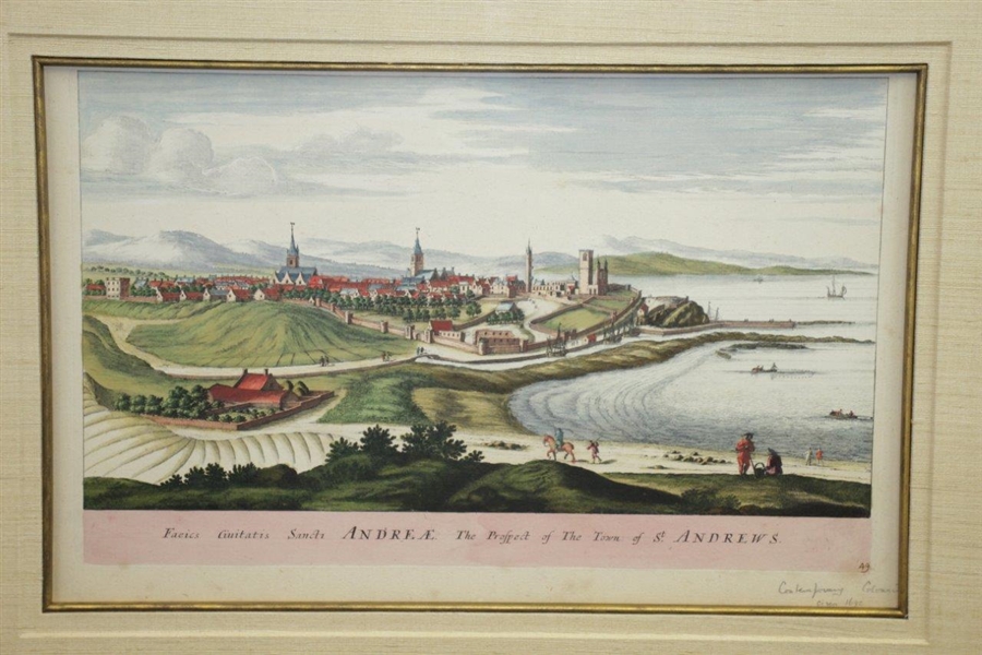 Circa 1690 Antique Etching Prospect of the Town of St Andrews - Framed