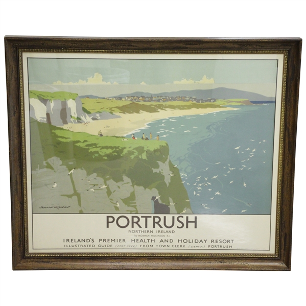 Original Portrush Full Color Rail Poster Lithograph by Norman Wilkinson - Framed