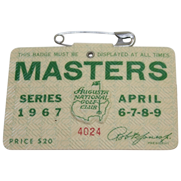 1967 Masters Tournament SERIES Badge #4024