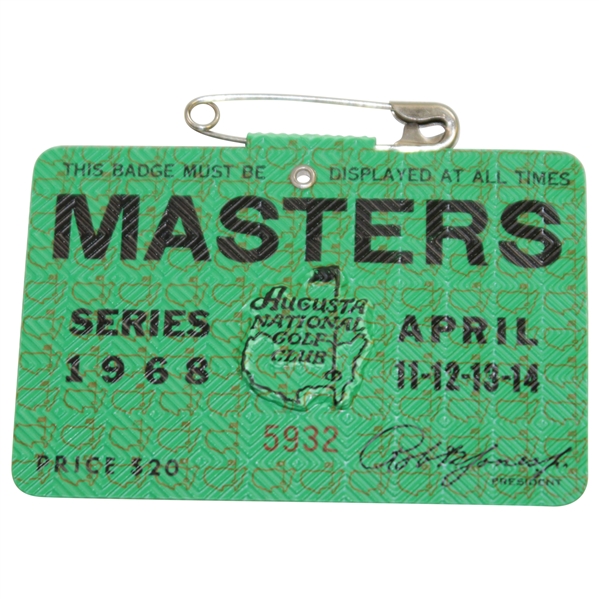 1968 Masters Tournament SERIES Badge #5932