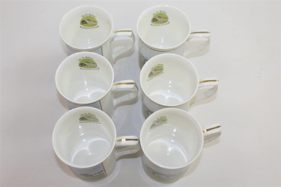 The St. Andrews Millennium Collection Set of Six (6) Bone China Clubhouse Cups by Artist Bill Waugh