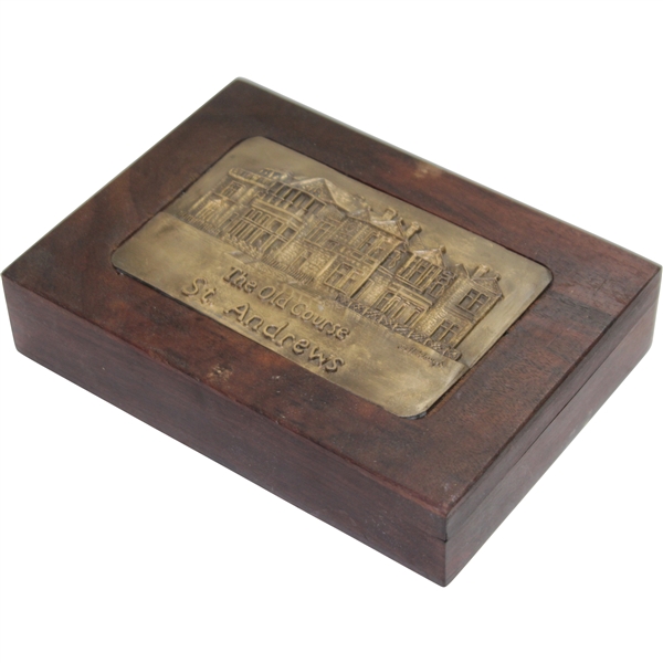 The Old Course St Andrews Relief Wooden Box with Playing Cards by Artist Bill Waugh