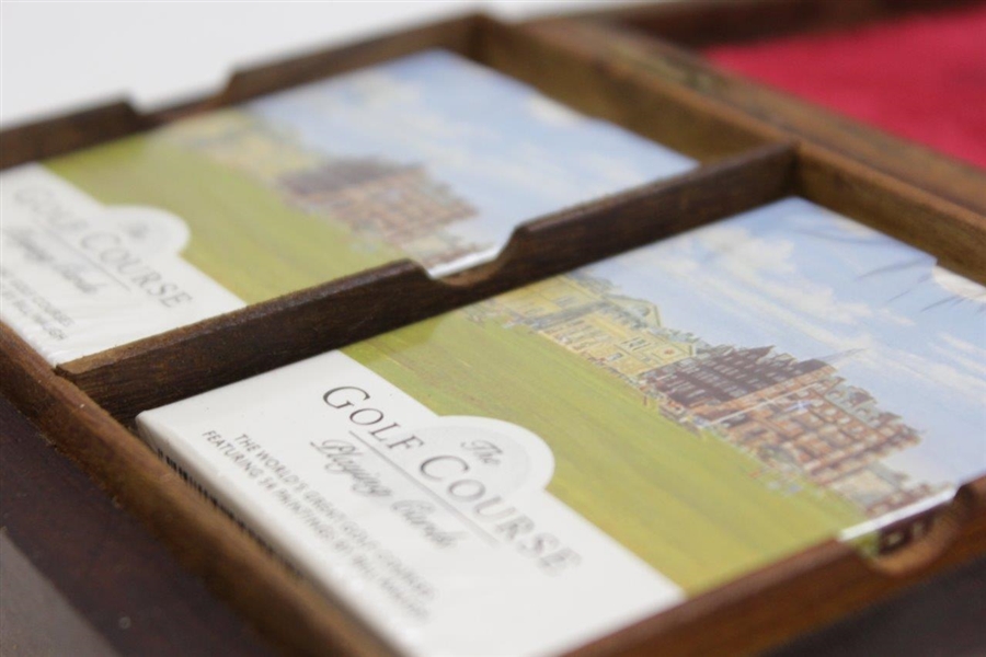 The Old Course St Andrews Relief Wooden Box with Playing Cards by Artist Bill Waugh