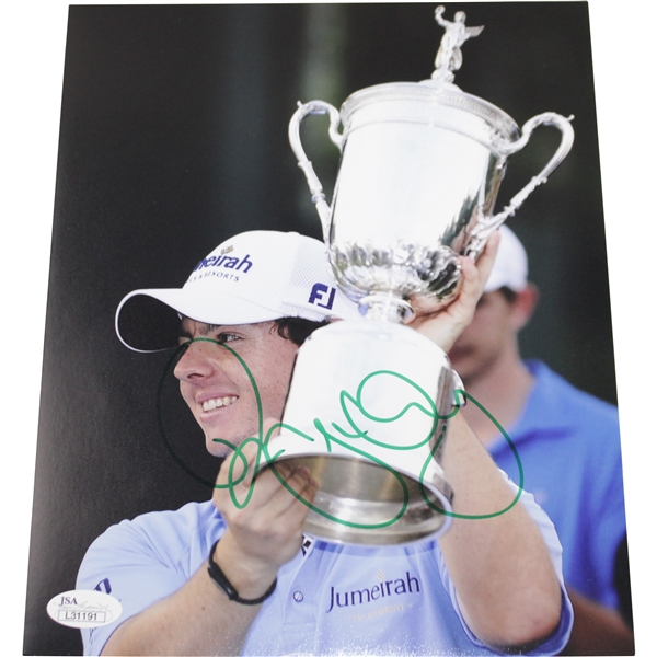Rory McIlroy Signed 8x10 US Open Trophy Photo JSA #L31191