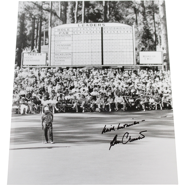 Ben Crenshaw with Masters Scoreboard Signed 8x10 B&W Photo JSA ALOA