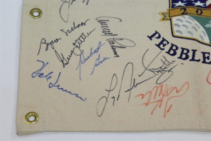 Palmer, Nicklaus, Nelson, & others US Open Champs Signed 2000 Pebble Canvas Flag JSA ALOA