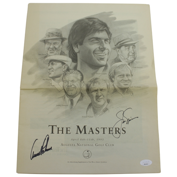 Arnold Palmer & Jack Nicklaus signed 1993 'The Masters' Newspaper Supplement JSA #BB46842